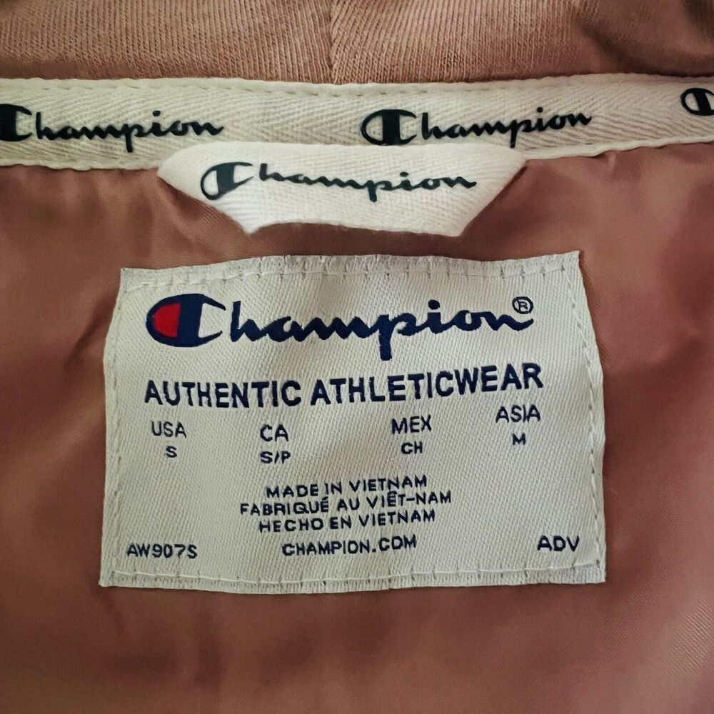 CHAMPION Pink Beige Velour Puffer Jacket - S - Picture 5 of 9